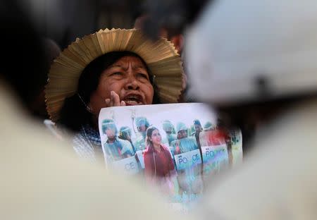 A protester shouts for the release of land activist Tep Vanny during a demonstration in front of the Municipal Court of Phnom Penh, Cambodia, September 19, 2016. REUTERS/Samrang Pring