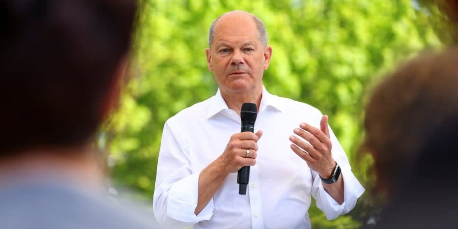 Scholz during a speech on the occasion of the 75th anniversary of the German Constitution on May 26