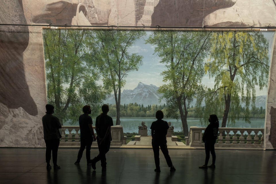 Visitors check out a backing from 1965’s The Sound of Music.  - Credit: Boca Raton Museum of Art