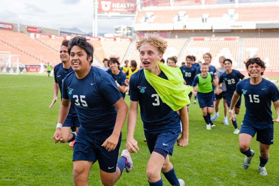 Juan Diego Catholic plays Morgan during the 3A boys soccer championship game at America First Field in Sandy on May 12, 2023. | Ryan Sun, Deseret News