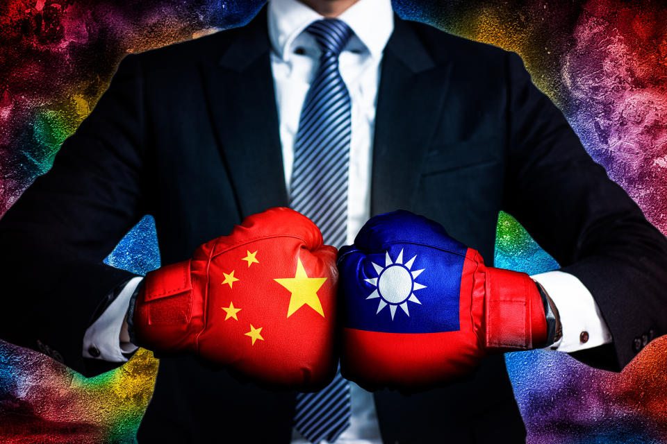 Political and business conflict Concept  between Taiwan and China