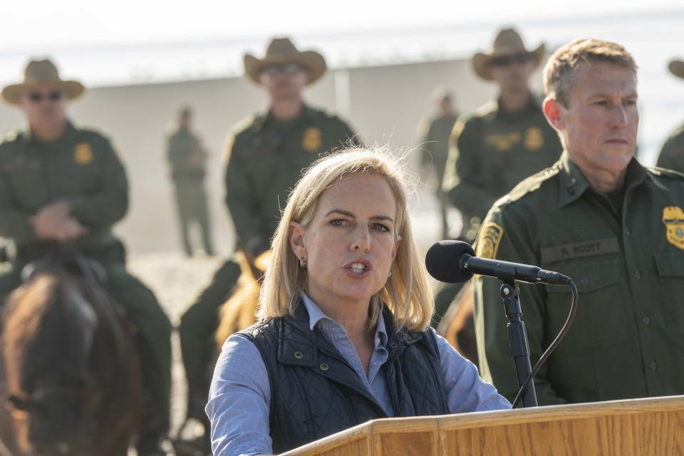 Department of Homeland Security Secretary Kirstjen Nielsen visits the border in San Diego on Nov. 20, 2018. 