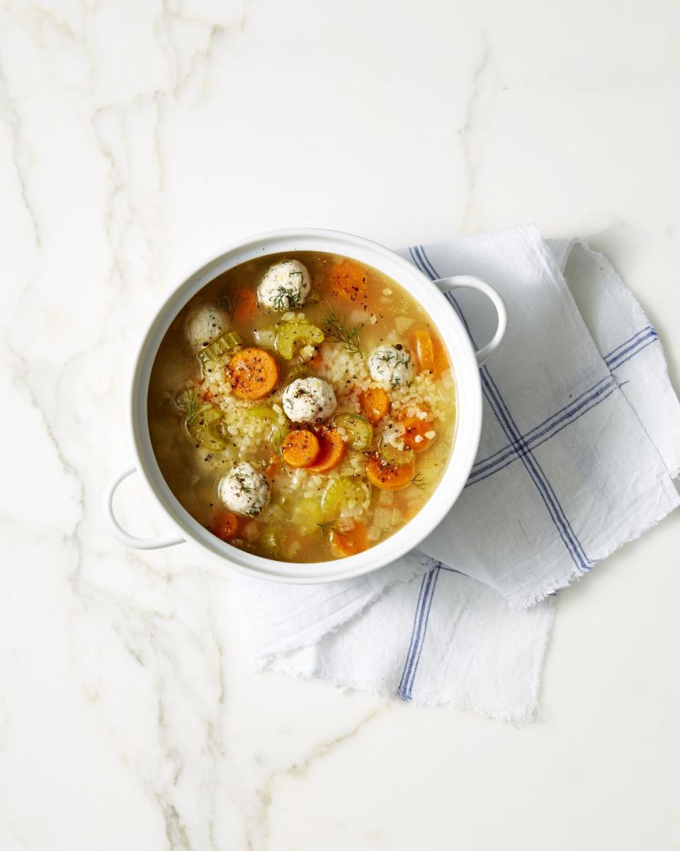 <p>This might replace chicken noodle for our favorite sick day eats.</p><p><em><a href="https://www.goodhousekeeping.com/food-recipes/healthy/a42187/lemon-dill-chicken-meatball-soup-recipe/" rel="nofollow noopener" target="_blank" data-ylk="slk:Get the recipe for Lemon-Dill Chicken Meatball Soup »;elm:context_link;itc:0;sec:content-canvas" class="link "><span class="redactor-invisible-space">Get the recipe for Lemon-Dill Chicken Meatball Soup »</span> </a></em></p>