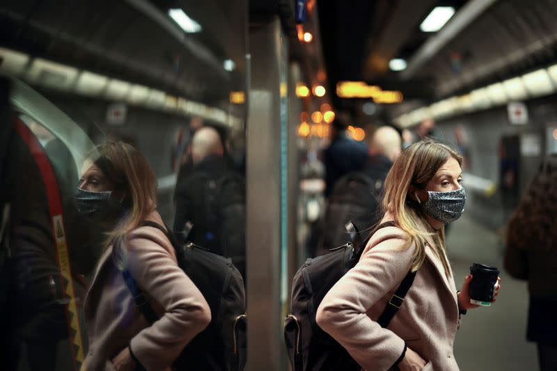 Morning rush hour, amid the coronavirus disease (COVID-19) outbreak in London