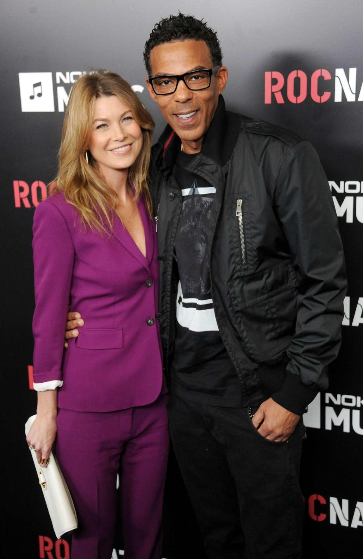 Ellen Pompeo and husband Chris Ivery arrive at Roc Nation Pre-GRAMMY brunch at Soho House on February 9, 2013 in West Hollywood, California