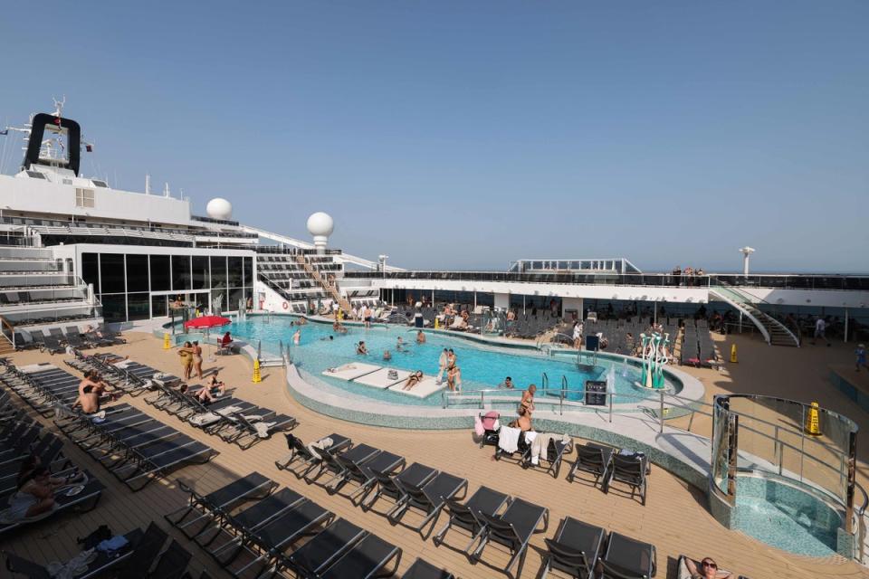 One of the MSC World Europa’s seven swimming pools (AFP via Getty Images)
