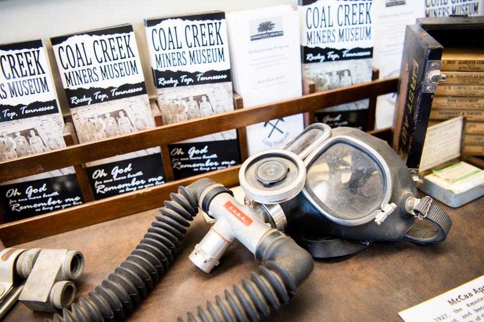 A McCaa Apparatus used for breathing inside the mine is on display inside the Coal Creek Miners Museum located on 201 Main Street in Rocky Top, Tenn., on Friday, Sept. 22, 2023.