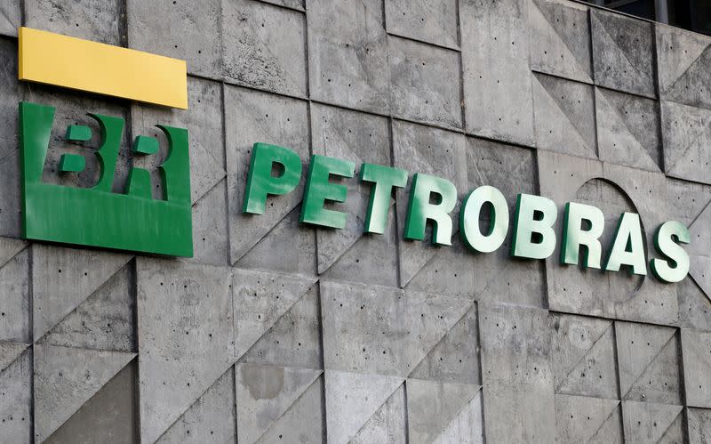 FILE PHOTO: A logo of Brazil's state-run Petrobras oil company is seen at their headquarters in Rio de Janeiro