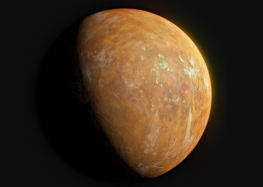Artist’s impression of Barnard's star planet under the orange-tinted light from the star.