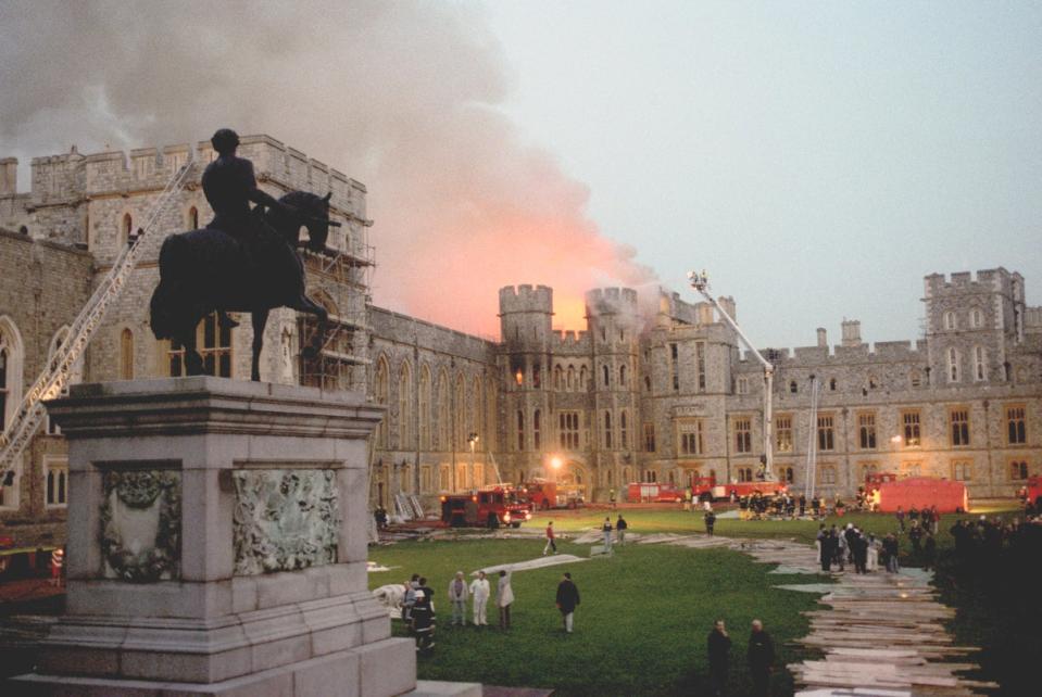 Windsor Castle on fire in 1992 (PA Archive)