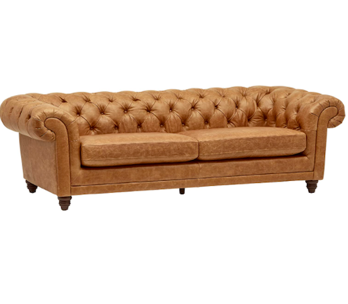 Stone & Beam Bradbury Chesterfield Tufted Leather Sofa Couch 