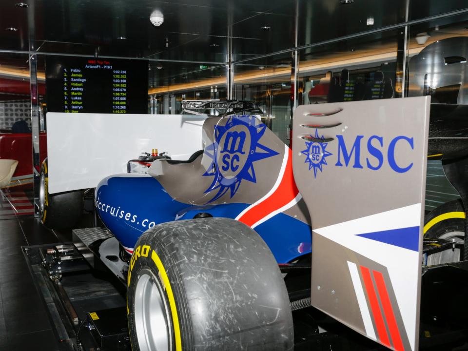The F1 racing simulator in the MSC Meraviglia