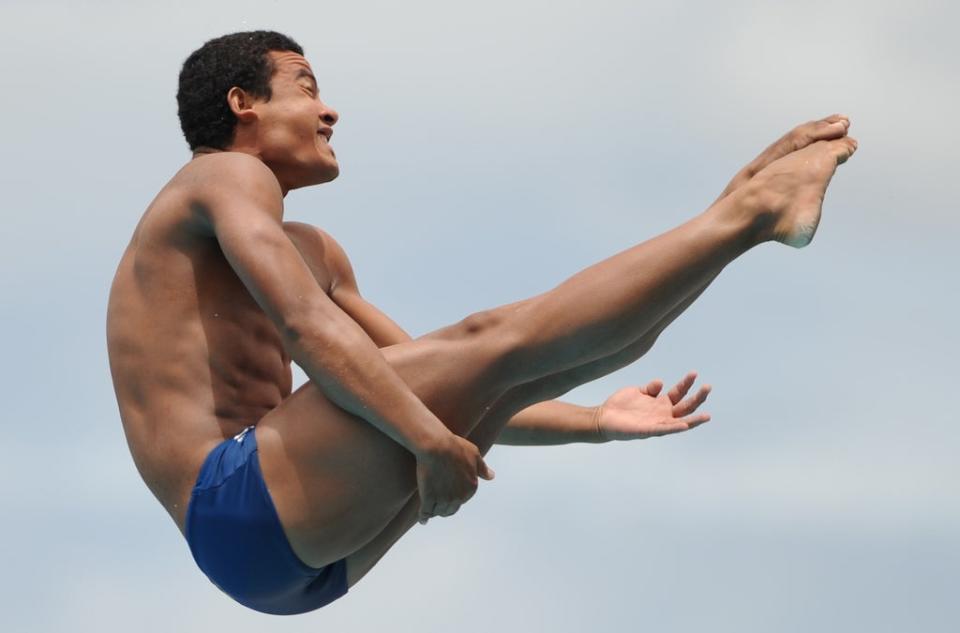 Ian Matos competes in the diving men’s 3m springboard during the final IX South American Games in Medellin, Colombia (AFP)