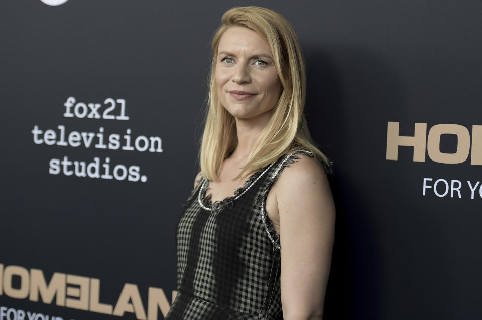 FILE - In this June 5, 2018, file photo, Claire Danes attends the "Homeland" FYC Event at the Writers Guild Theater in Beverly Hills, Calif. "Homeland" fans will have to wait longer than expected for the start of the last season. Showtime said that the drama's planned return in June has been pushed back to fall. The complexity of production is the reason for the season-eight delay, Showtime entertainment president Gary Levine said Wednesday, Jan. 30, 2019. (Photo by Richard Shotwell/Invision/AP, File)