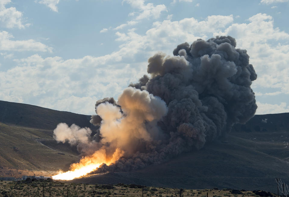 Space Launch System rocket booster test in Utah