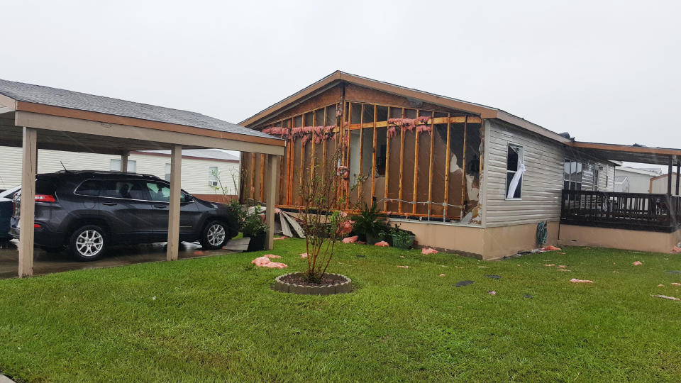 A damaged mobile home in Victoria.