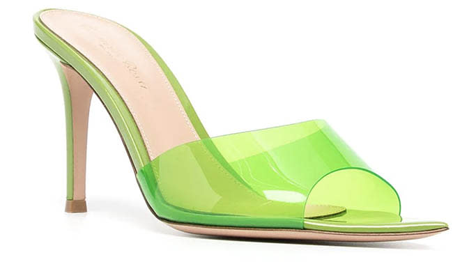 Gianvito Rossi’s “Elle” green sandals. - Credit: Courtesy of Farfetch