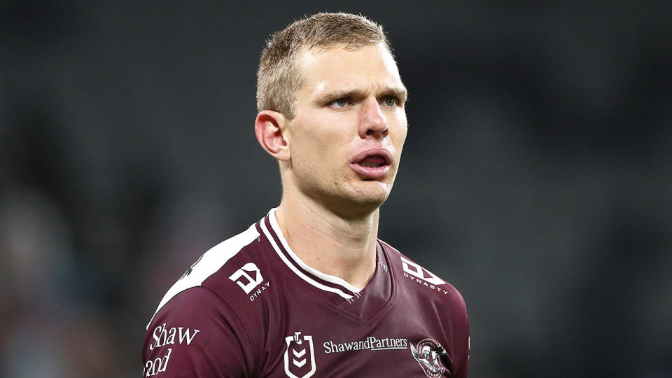 Seen here, Tom Trbojevic in action for Manly in the NRL. 