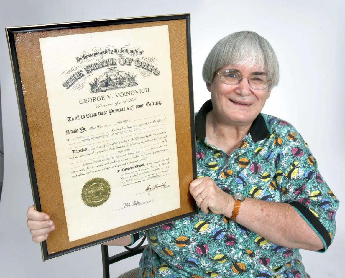 In the 1990s, then-Gov. George Voinovich recognized Emily Hensel as a member of the Governor's Council on People With Disabilities.