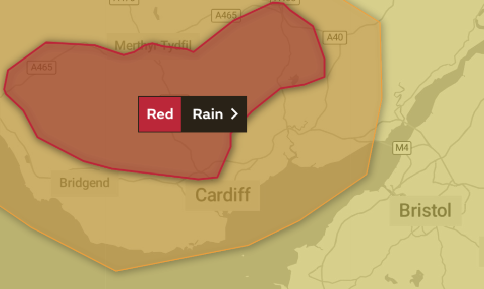 Red alert: forecasters have warned of "danger to life from fast flowing or deep floodwater": Met Office