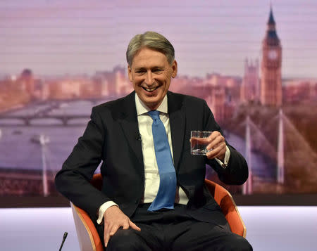 Britain's Chancellor of the Exchequer Philip Hammond attends the BBC's Marr Show in London, November 19, 2017. Jeff Overs/BBC Handout via REUTERS