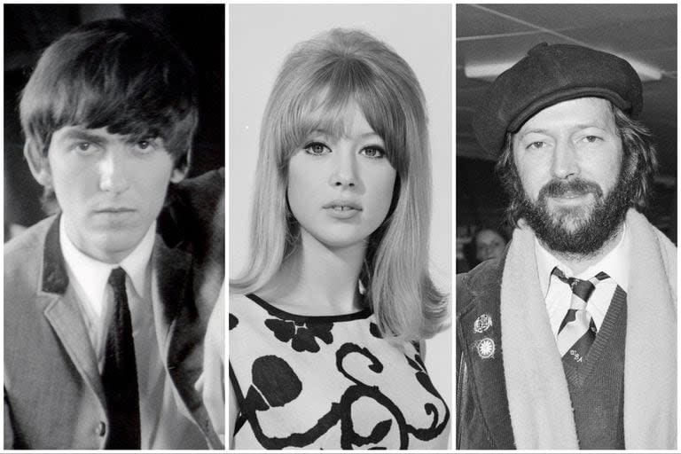George Harrison, Pattie Boyd y Eric Clapton en tres imágenes de mediados de los años 60