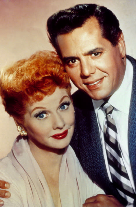 Lucille Ball pictured with her then husband and co-star, Desi Arnaz.