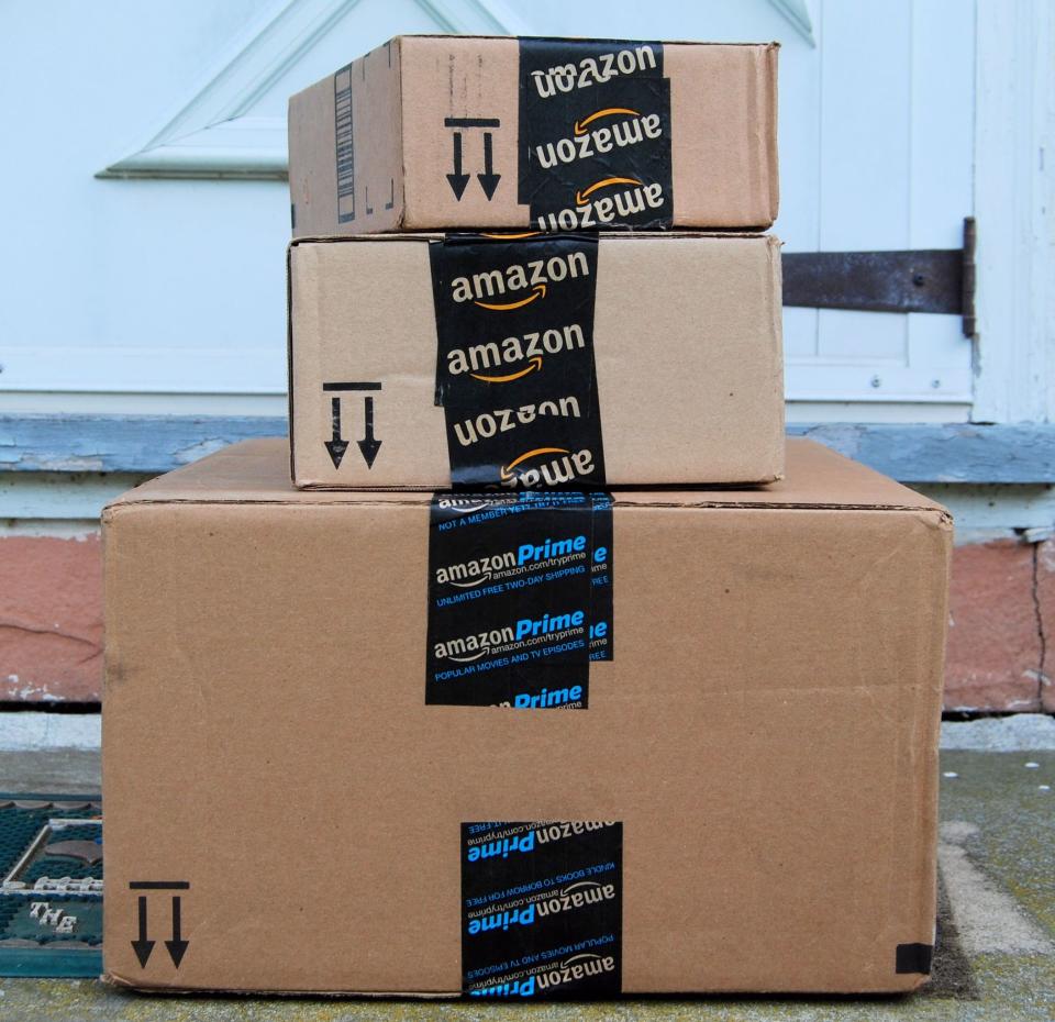 Hagerstown, MD, USA - June 2, 2014: Image of an Amazon packages. Amazon is an online company and is the largest retailer in the world.