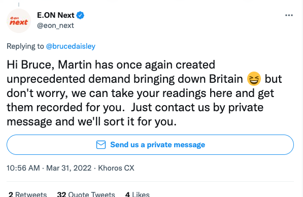 E.on's Twitter account took a swipe at Martin Lewis. (Twitter)