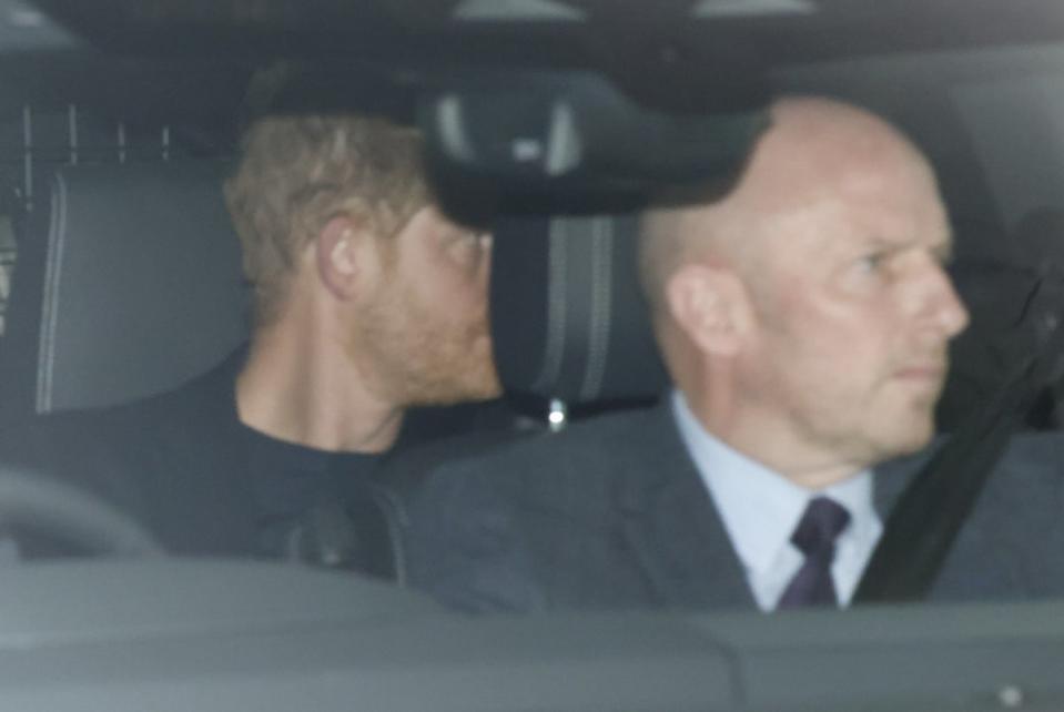 Prince Harry arrives at Clarence House after flying from California to visit his father (Peter Macdiarmid/LNP)