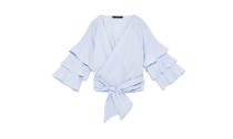 <p>Blouse With Bow and Ruffled Sleeves, $40, <a rel="nofollow noopener" href="https://www.zara.com/us/en/woman/tops/view-all/blouse-with-bow-and-ruffled-sleeves-c719021p4528001.html" target="_blank" data-ylk="slk:zara.com;elm:context_link;itc:0;sec:content-canvas" class="link ">zara.com</a> </p>