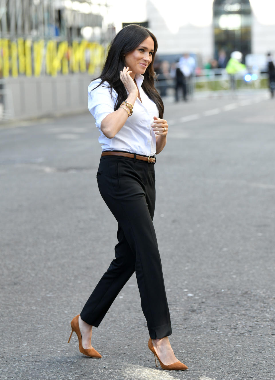 LONDON, ENGLAND - SEPTEMBER 12: Meghan, Duchess of Sussex launches the Smart Works capsule collection at John Lewis Oxford Street on September 12, 2019 in London, England. Created in September 2013 Smart Works exists to help unemployed women regain the confidence they need to succeed at job interviews and return to employment. (Photo by Karwai Tang/WireImage)