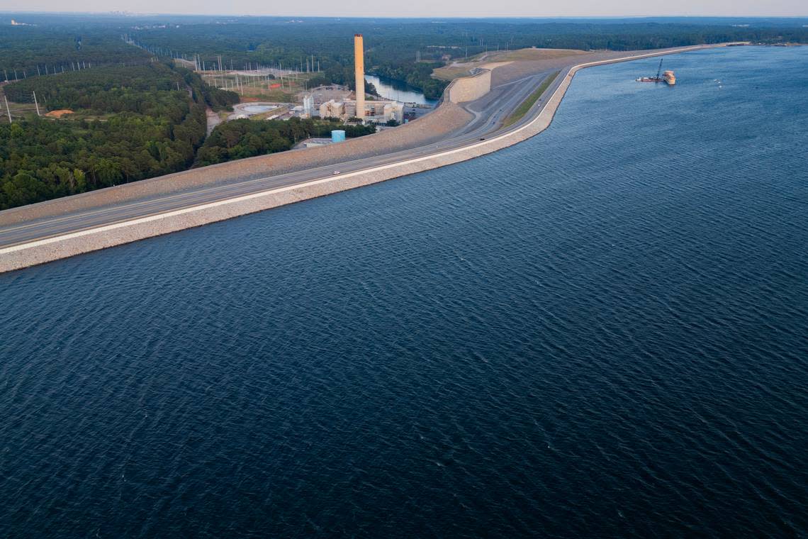 The Dreher Shoals Dam from the air on Wednesday, June 26, 2024.