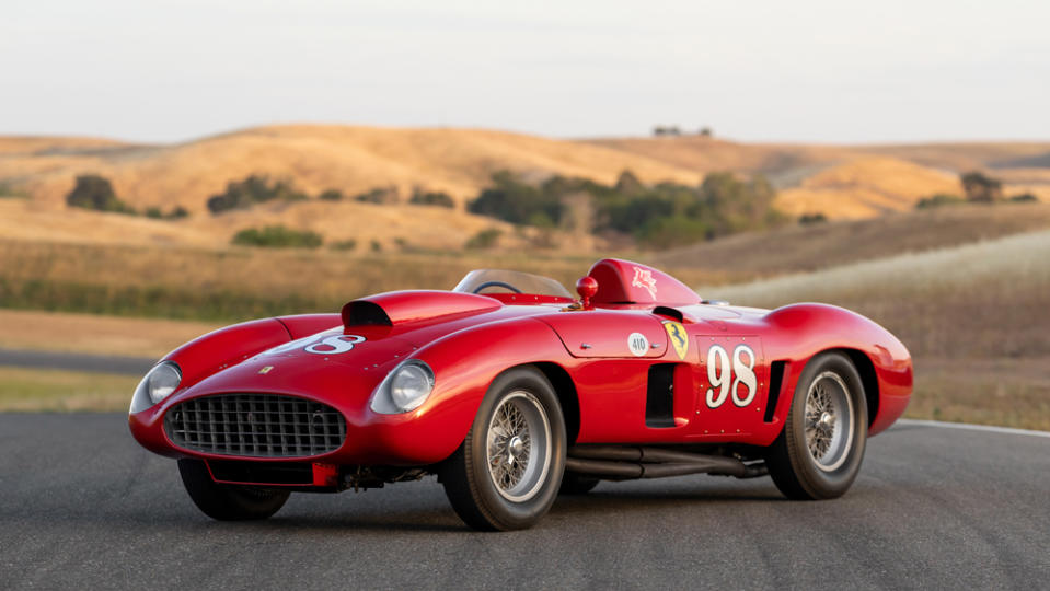 The 1955 Ferrari 410 Sport Spider driven by Juan Manuel Fangio, Carroll Shelby and Phil Hill, among other racing greats. - Credit: Patrick Ernzen, courtesy of RM Sotheby's.