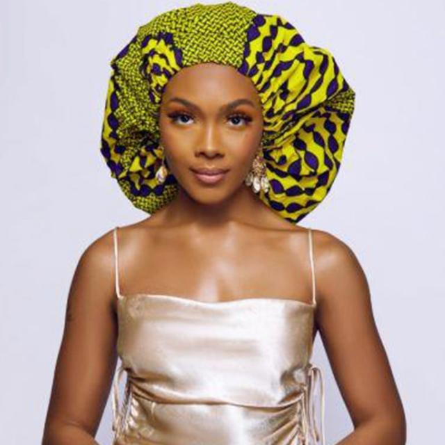 SATIN LINED BONNET Head Wrap With Band, Bright Ankara African