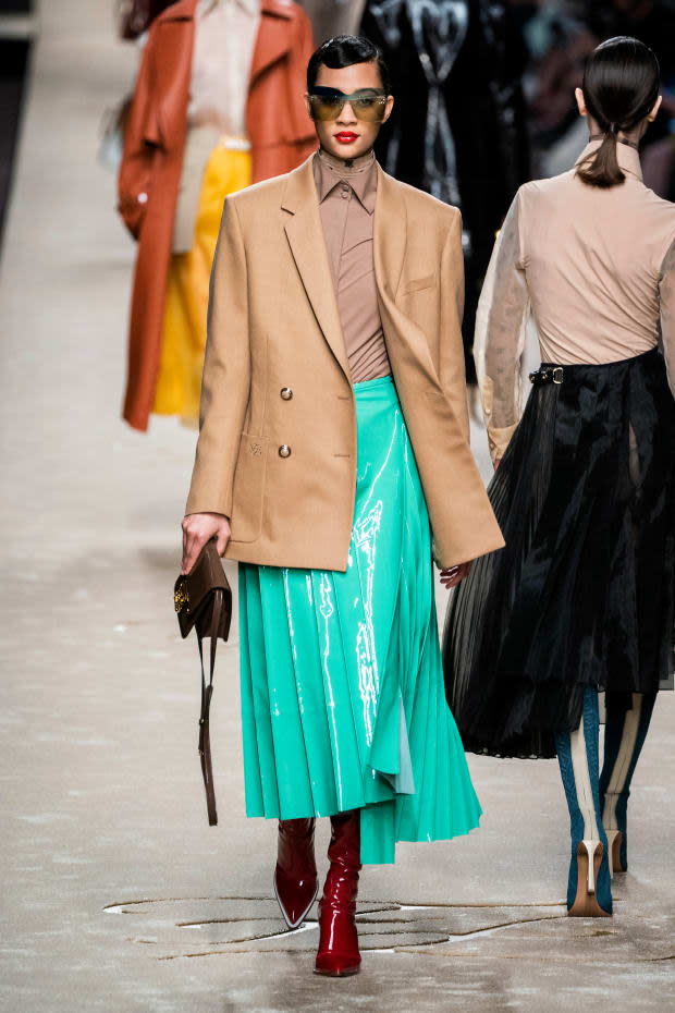 <p>A look from the Fendi Fall 2019 collection. Photo: Imaxtree</p>