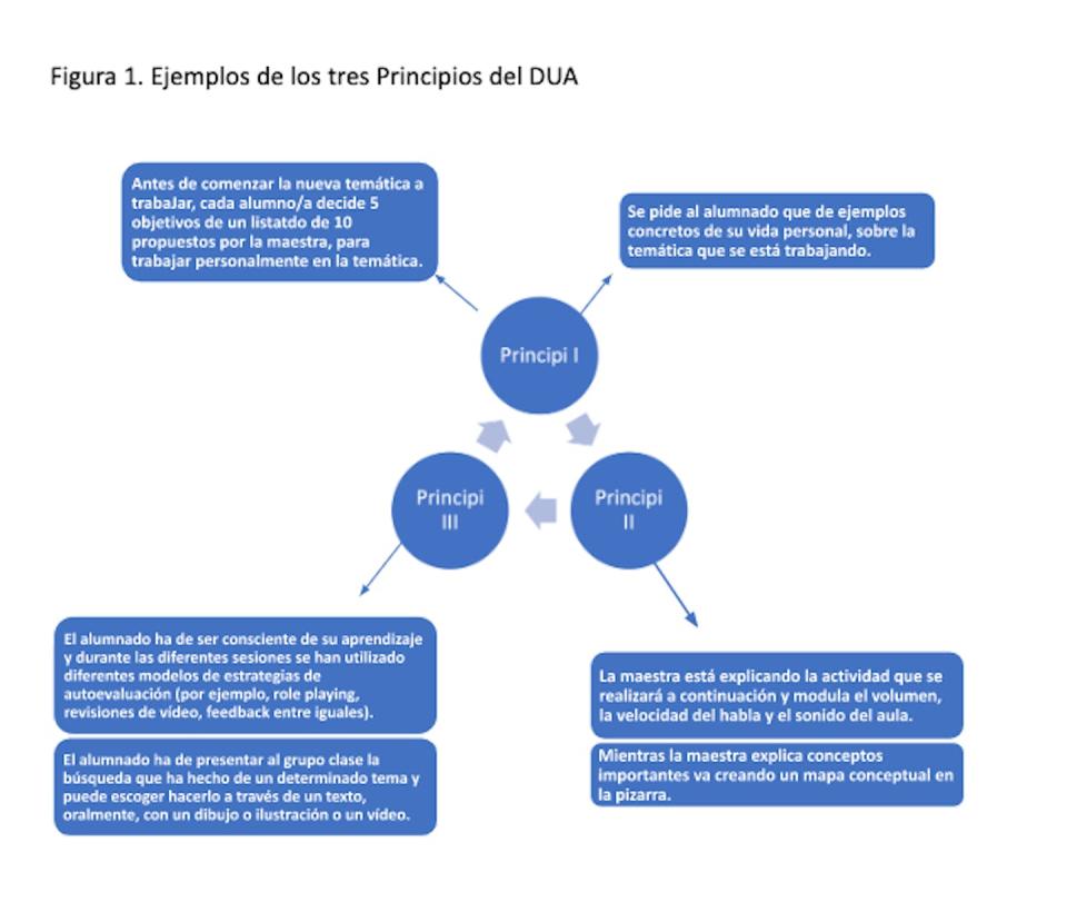 Ejemplos de los tres principios del DUA. Elaboración propia., Author provided