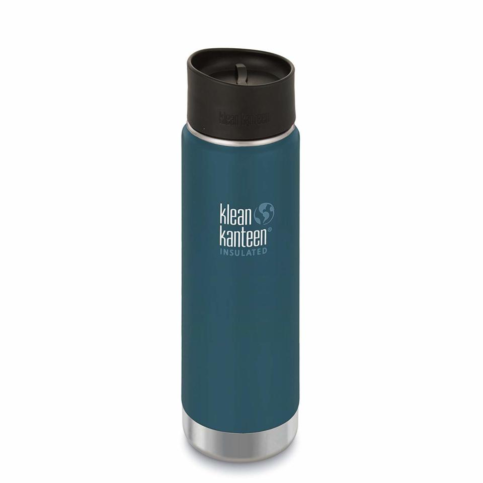 Klean Kanteen Wide Insulated Water Bottle with Café Cap 2.0 (Neptune Blue, 16-Ounce) 