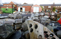 Granite in its various stages lie in the yard outside Kays Factory in Mauchline, Scotland, Britain, January 11, 2018. REUTERS/Russell Cheyne