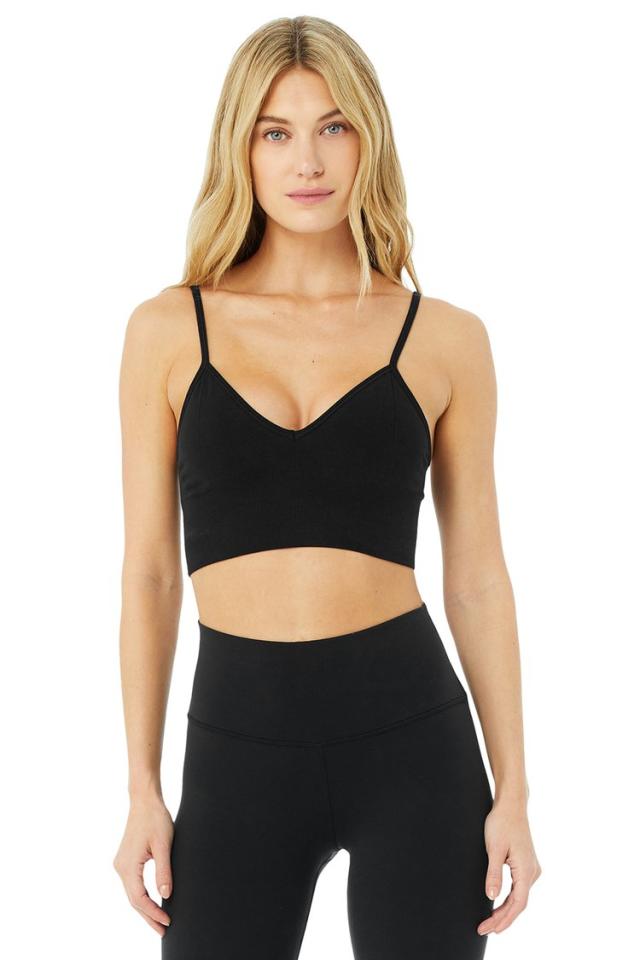 Alo Yoga Women's Seamless Delight Bralette Sports Bra, Black