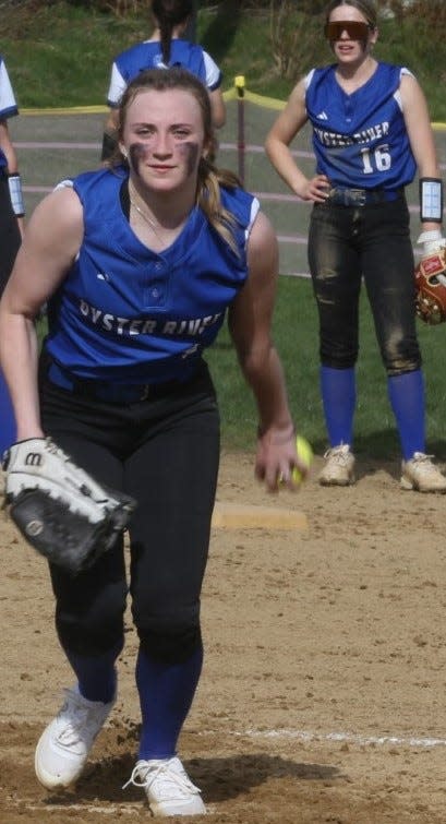 Oyster River High School sophomore pitcher Sam Bishop went eight innings, and allowed just three runs in the Bobcats' 3-2 loss to Coe-Brown on Monday.