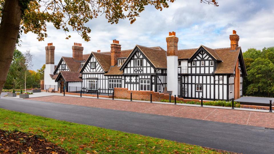 The Tudor manor at the springs sits on top of a hill looking out on the countryside and has been refurbished to become a boutique hotel.