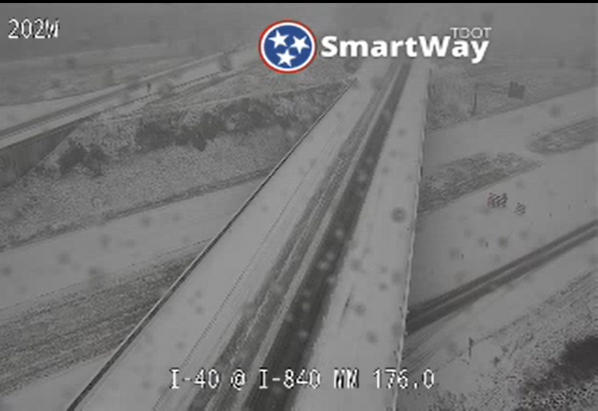 Road conditions on Interstate 40 at Interstate 840 in Williamson County Thursday, Jan. 6, 2022.
