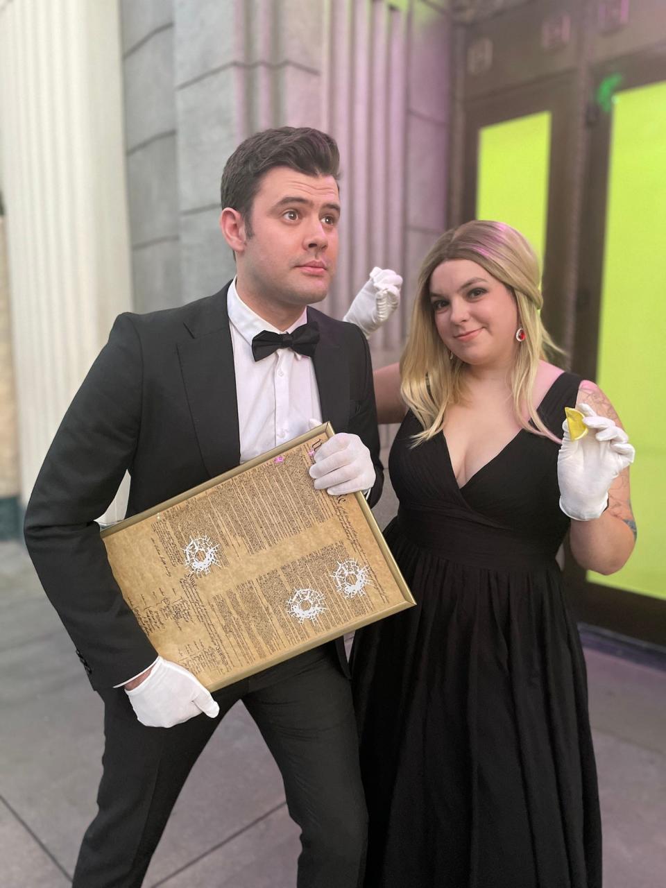 Lizzy Jones and her partner dress as characters from "National Treasure" for Halloween.