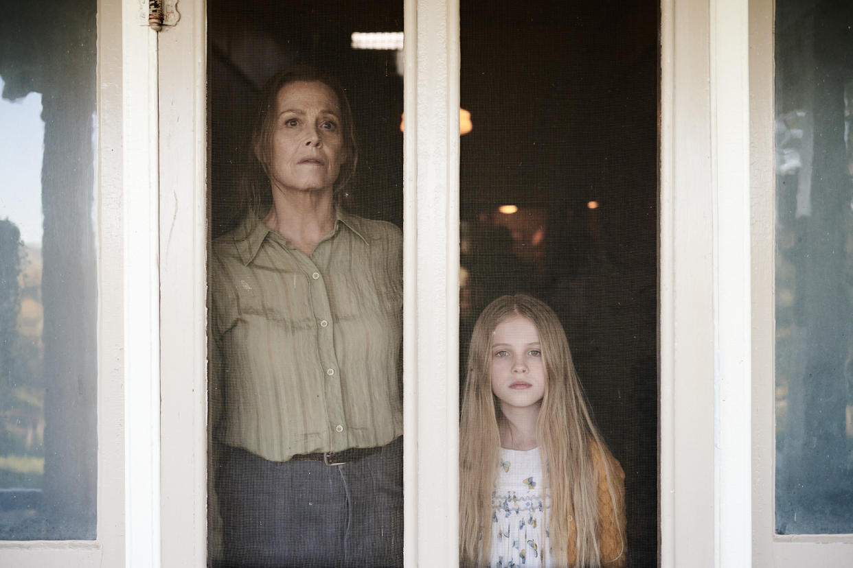 June Hart (Sigourney Weaver) and Young Alice Hart (Alyla Browne) in The Lost Flowers of Alice Hart (Prime Video)