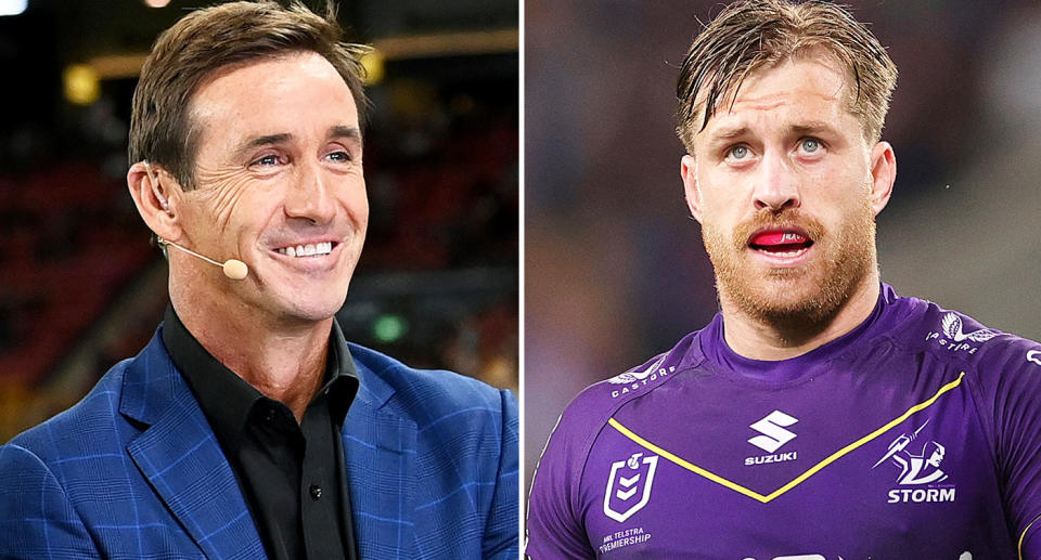 Pictured left Andrew Johns and right Cameron Munster 
