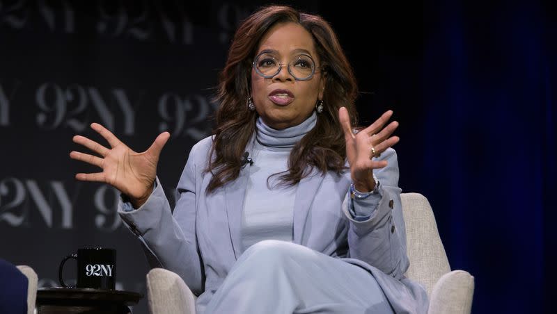 Oprah Winfrey discusses her new book “Building the Life You Want: The Art and Science of Getting Happier” at the 92nd Street Y on Tuesday, Sept. 12, 2023, in New York.