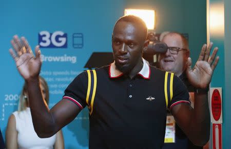 Gold Coast 2018 Commonwealth Games - Gold Coast, Australia - April 12, 2018. Former Jamaican sprinter Usain Bolt addresses a press conference. REUTERS/David Gray