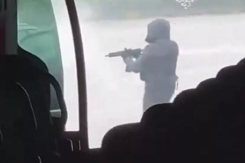 A gunman is seen during the attack