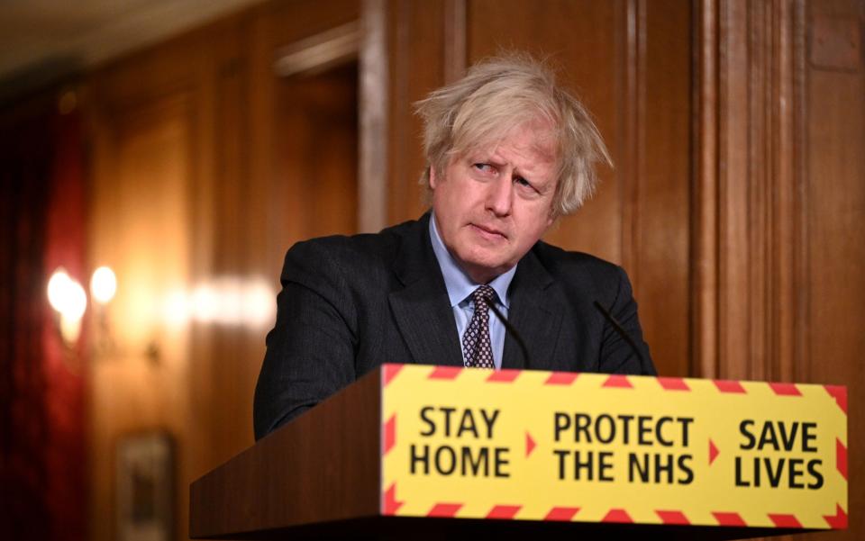 Prime Minister Boris Johnson during a televised press conference at 10 Downing Street  - Leon Neal/Getty Images Europe